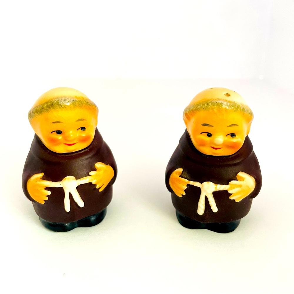 Vintage Salt and Pepper Shakers Friar Tuck Monk Hummel Goebel Kitchen Decor